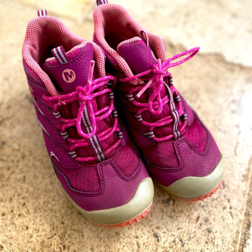 Merrell Kids Waterproof Hiking Boots Lace Up Pink Girl's 1.5